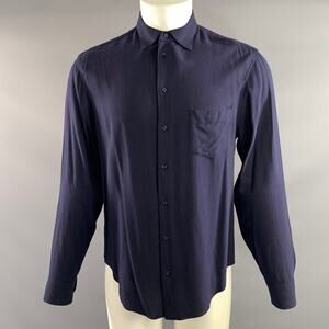 ARMANI COLLEZIONI Size M Navy Viscose Long Sleeve Shirt